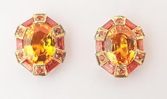 Boucles d'oreilles classiques Twist 75 en or jaune 18 carats avec saphirs orange et jaune