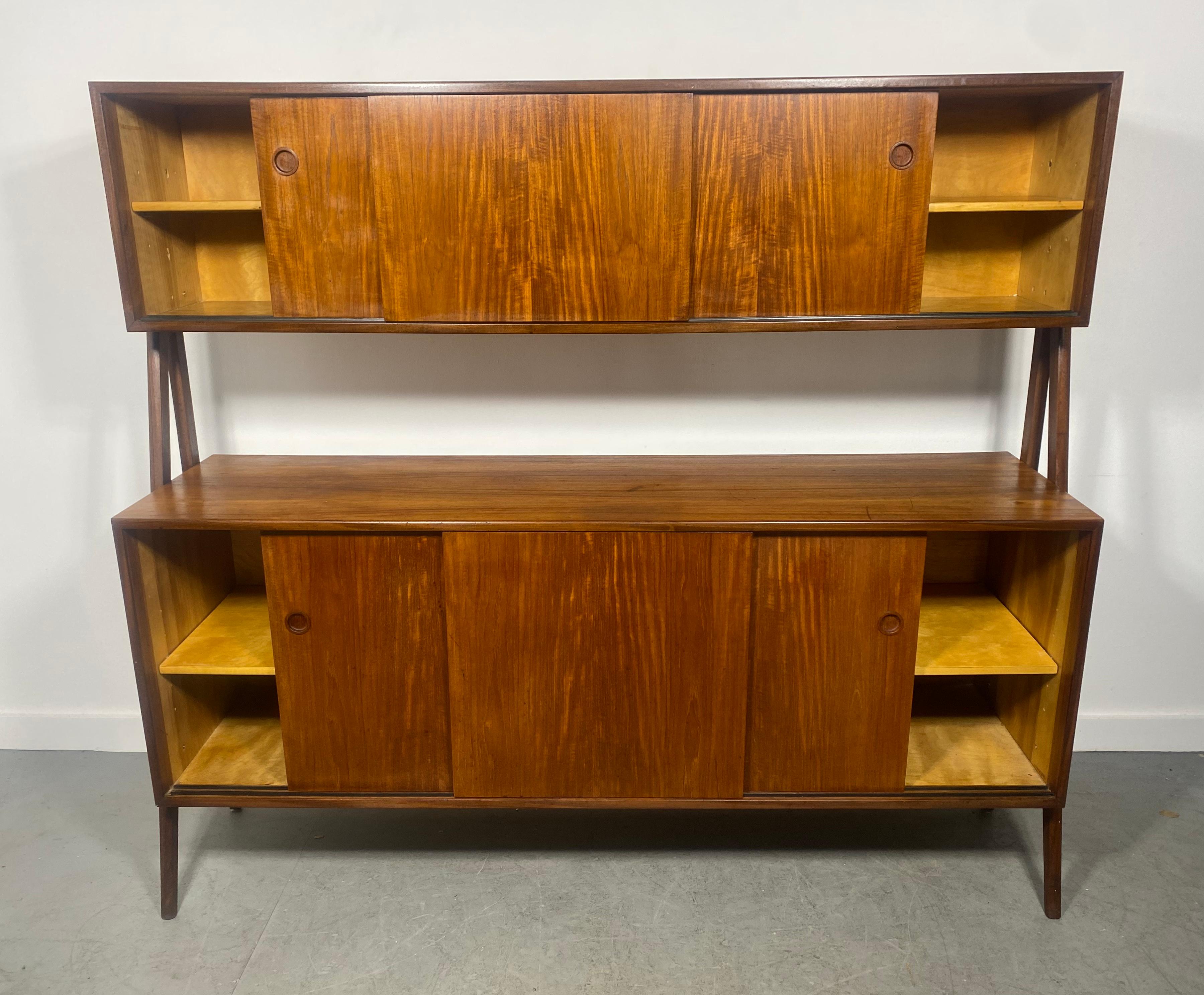 Classic Two Tier Danish Modern Sideboard Credenza in Teak and Oak by Randers In Good Condition In Buffalo, NY