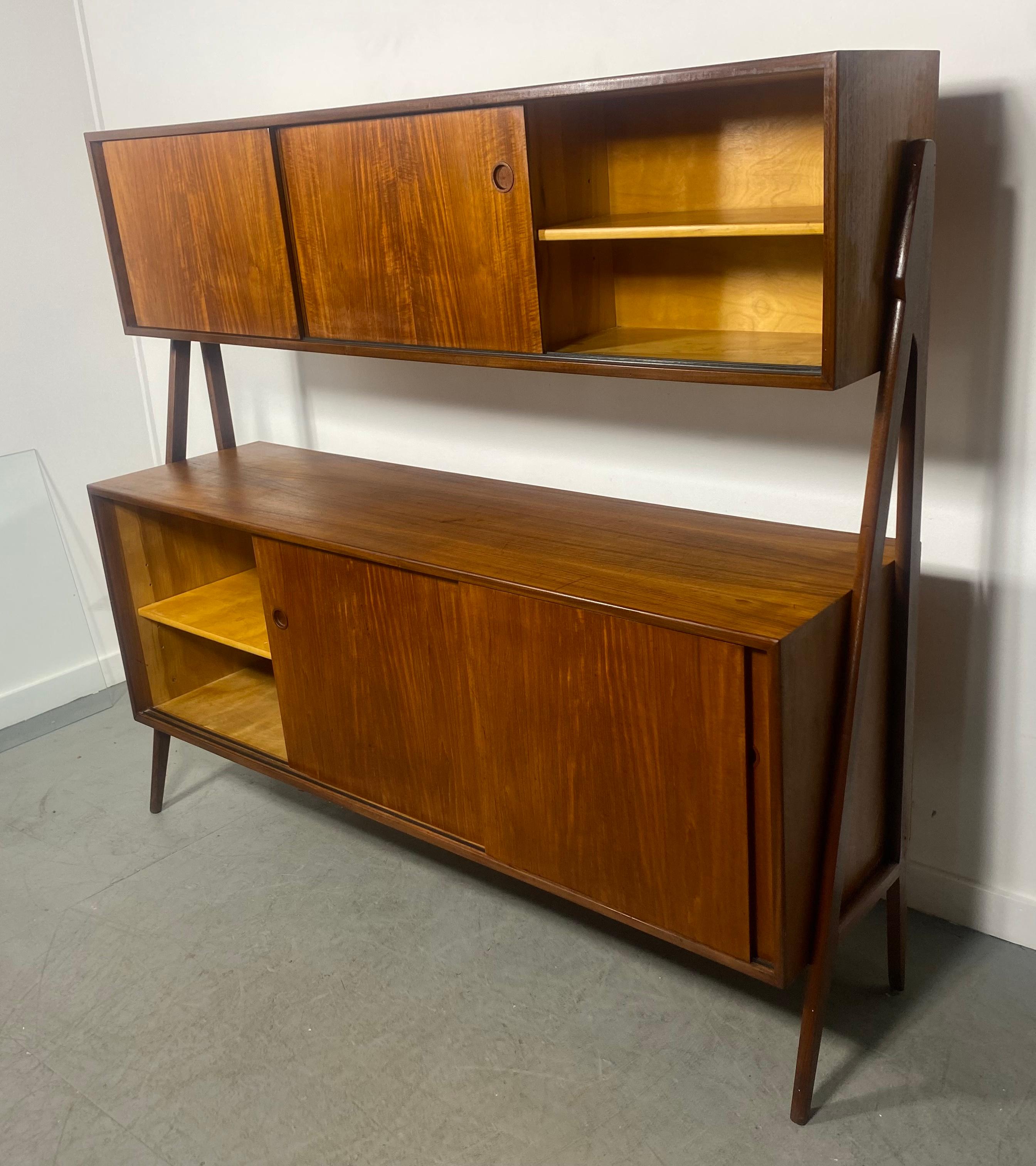 Mid-20th Century Classic Two Tier Danish Modern Sideboard Credenza in Teak and Oak by Randers