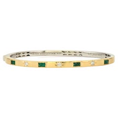 Classic Two-Toned Emerald and Diamond Bangle