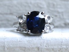 Anello classico con zaffiro e diamante GIA non riscaldato in platino, 5,40 carati