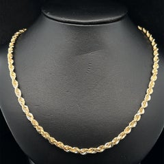 Classic Unisex 14k Yellow Gold 22" 3.8mm Rope Link Chain Necklace Lobster Clasp