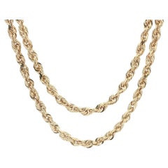Classic Unisex 14k Yellow Gold 22" 3.8mm Rope Link Chain Necklace Lobster Clasp