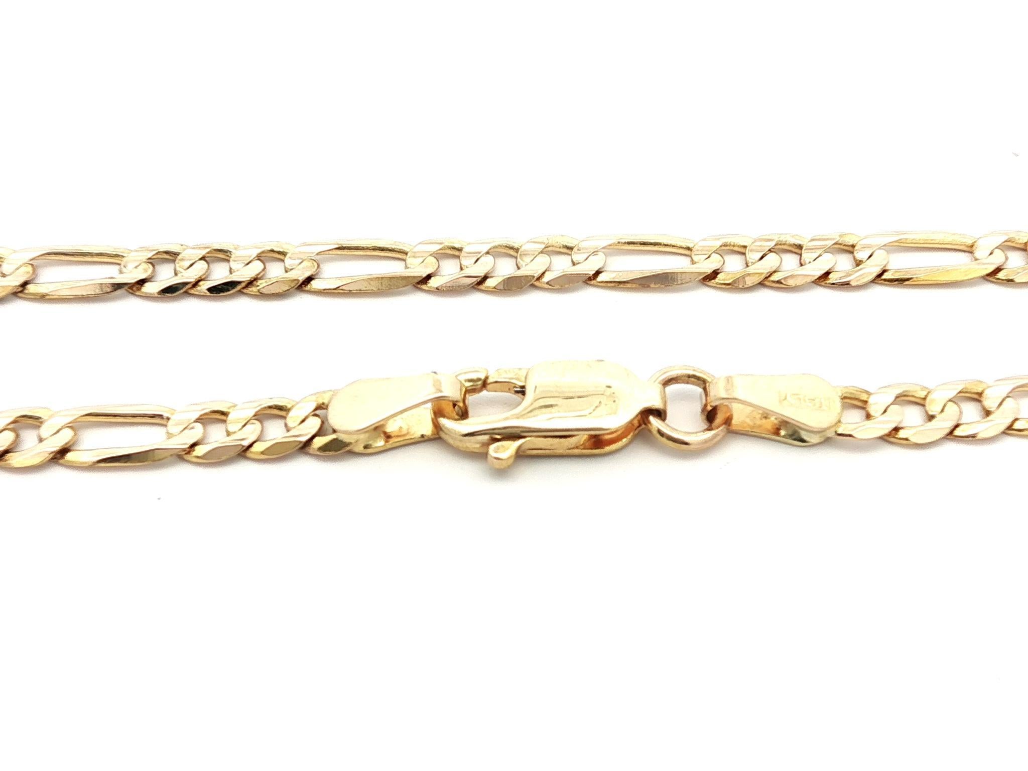 Materiale: Oro giallo massiccio 14k
Peso: 9.12 grammi 
Tipo: A Link Figaro
Lunghezza: 24