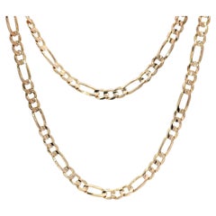 Classic Unisex 14k Yellow Gold 24" Figaro Link Chain Necklace w/ Lobster Clasp