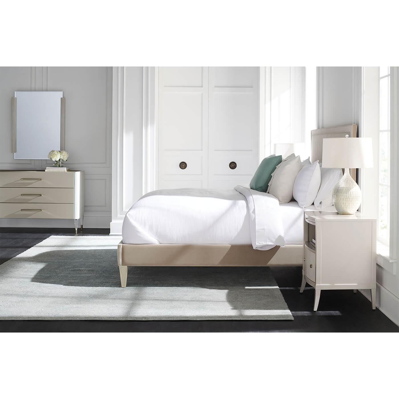 Contemporary Classic Upholstered King Bed For Sale
