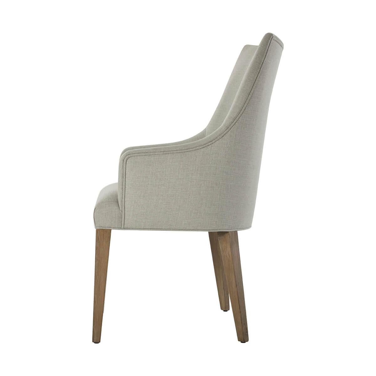 Modern Classic Upholstered Scoop Back Armchair For Sale