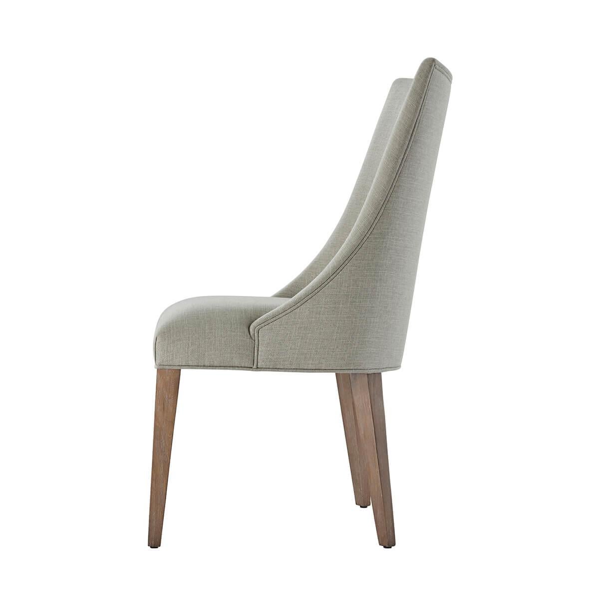 Modern Classic Upholstered Scoop Back Side Chair For Sale
