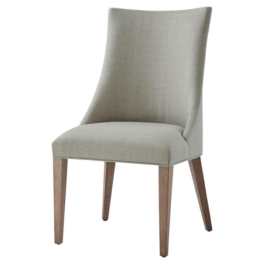 Classic Upholstered Scoop Back Side Chair For Sale