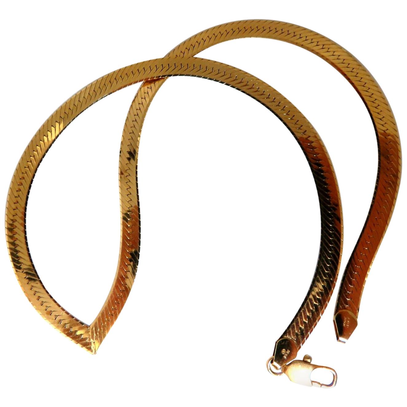 Classic V-Arch Gauge Herringbone Necklace 14 Karat