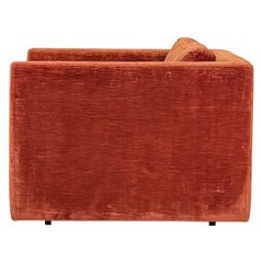 Classic Velvet Upholstered Club Chair par Charles Pfister pour Knoll