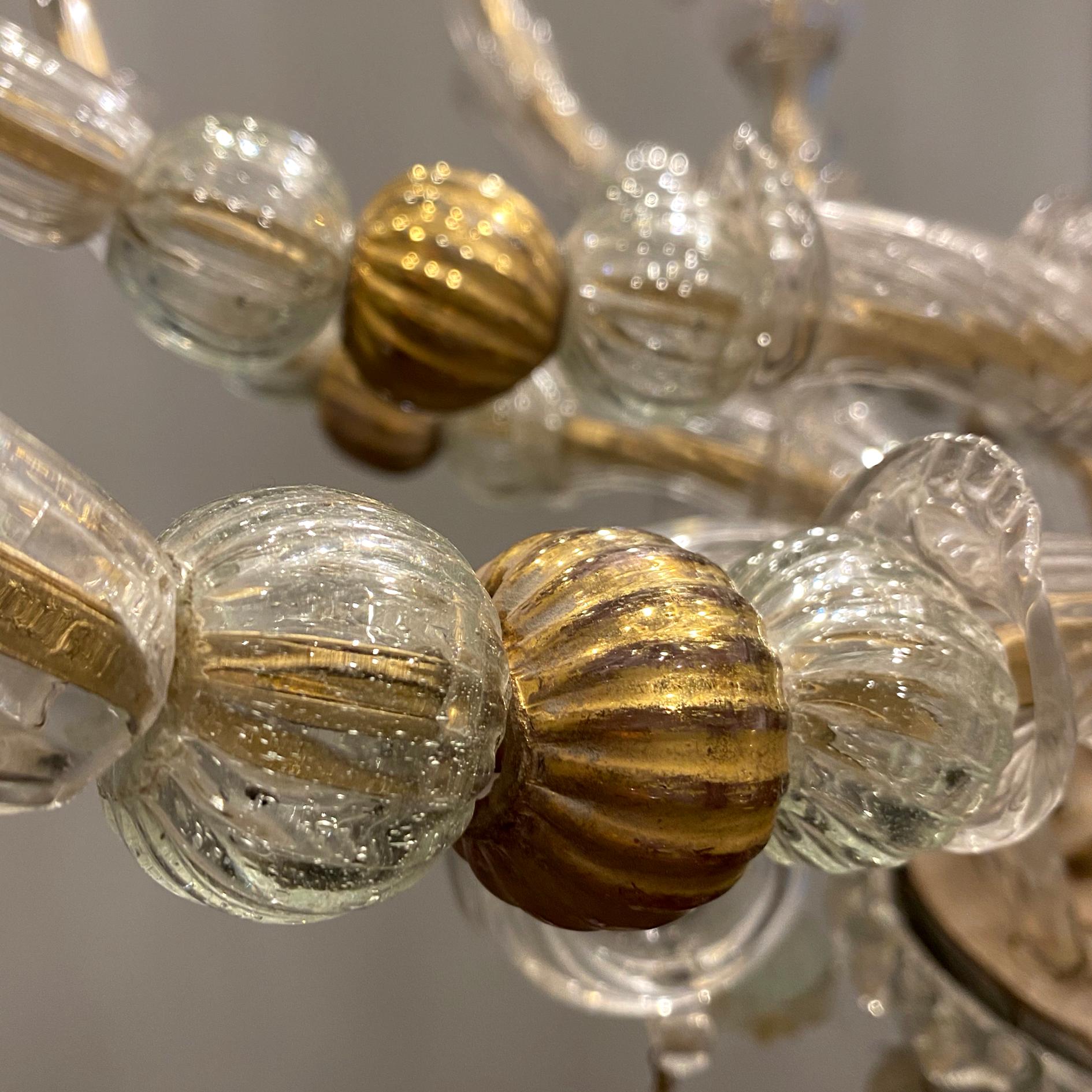 Classic Venetian Baroque Style Custom Made 24-K Gold and Murano Glass Chandelier For Sale 9