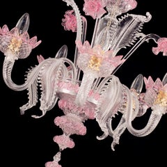 Classic venetian Chandelier 5 Arms Pink Murano Glass by Multiforme