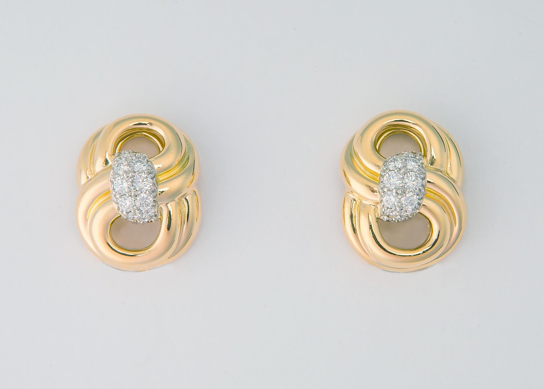 Contemporary Classic Verdura Gold and Diamond Earrings