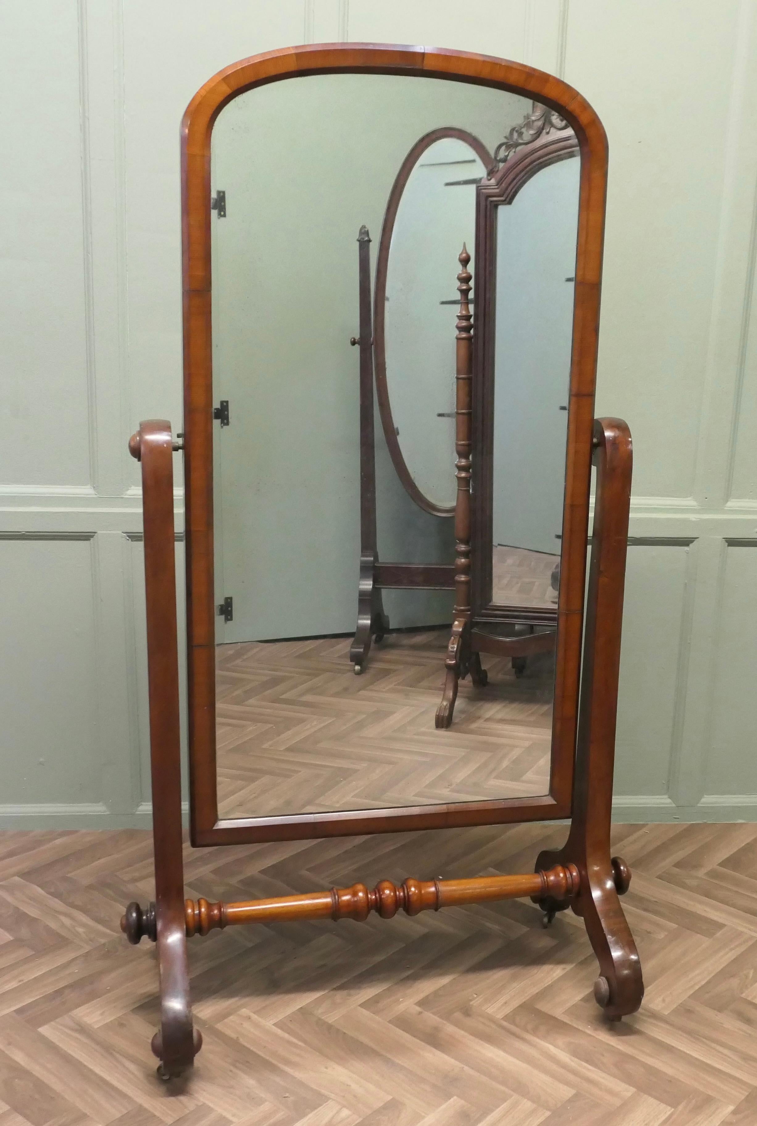 Classic Victorian Cheval Mirror or Dressing Mirror  Large Victorian Cheval For Sale 1