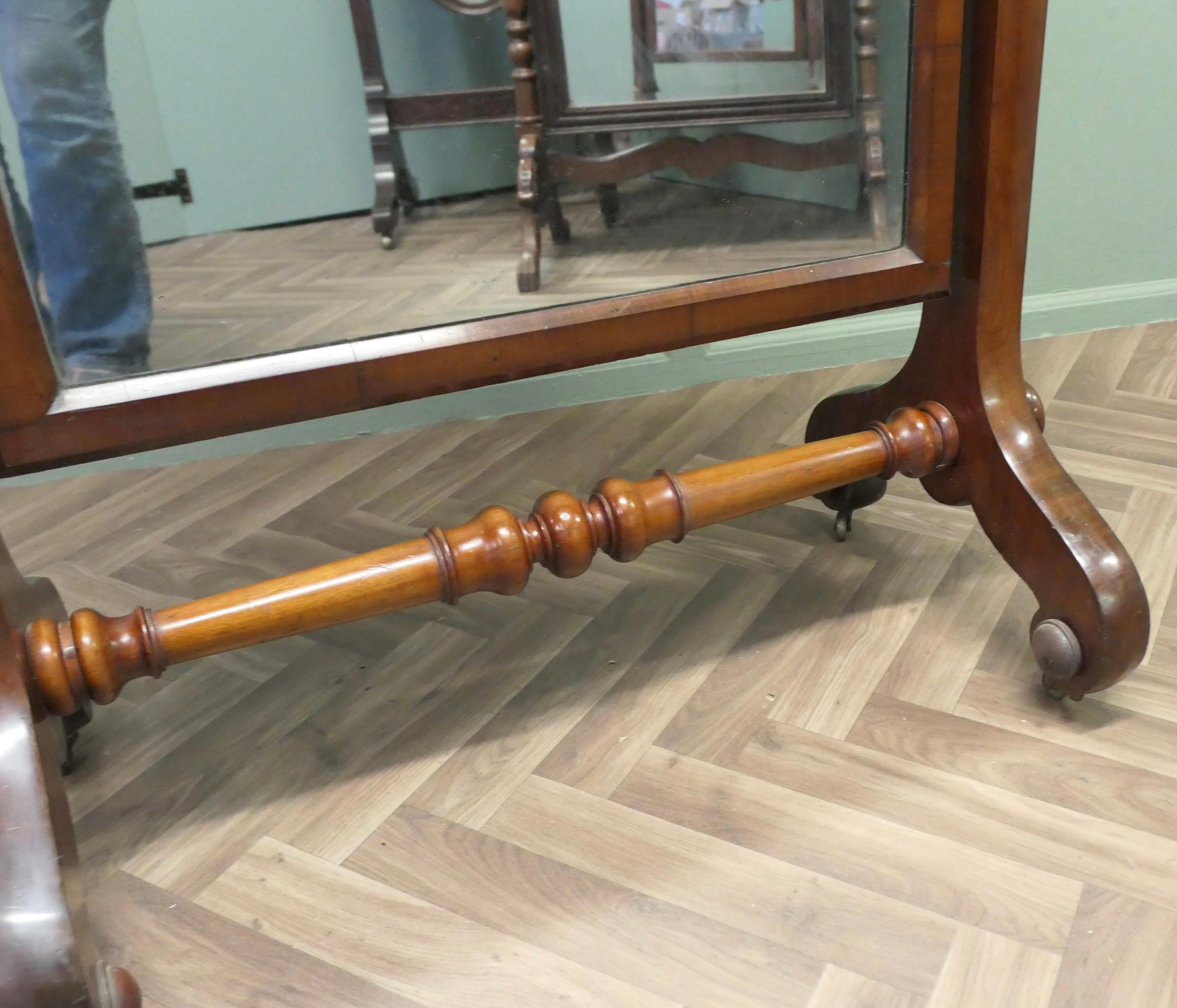 Classic Victorian Cheval Mirror or Dressing Mirror  Large Victorian Cheval For Sale 2