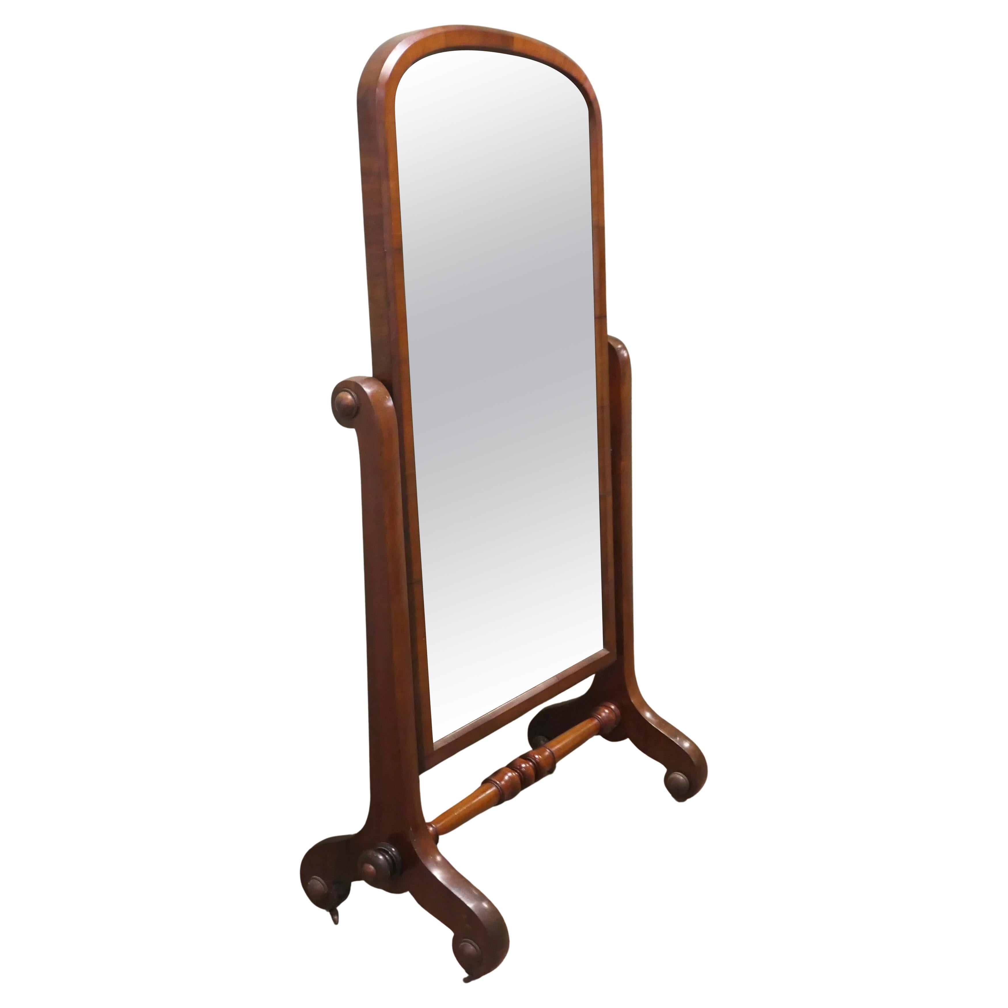 Classic Victorian Cheval Mirror or Dressing Mirror  Large Victorian Cheval For Sale