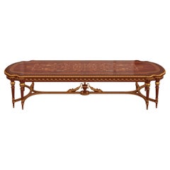 Classic Victorian Dining Table with Inlaid Top and Walnut Finish by Modenese