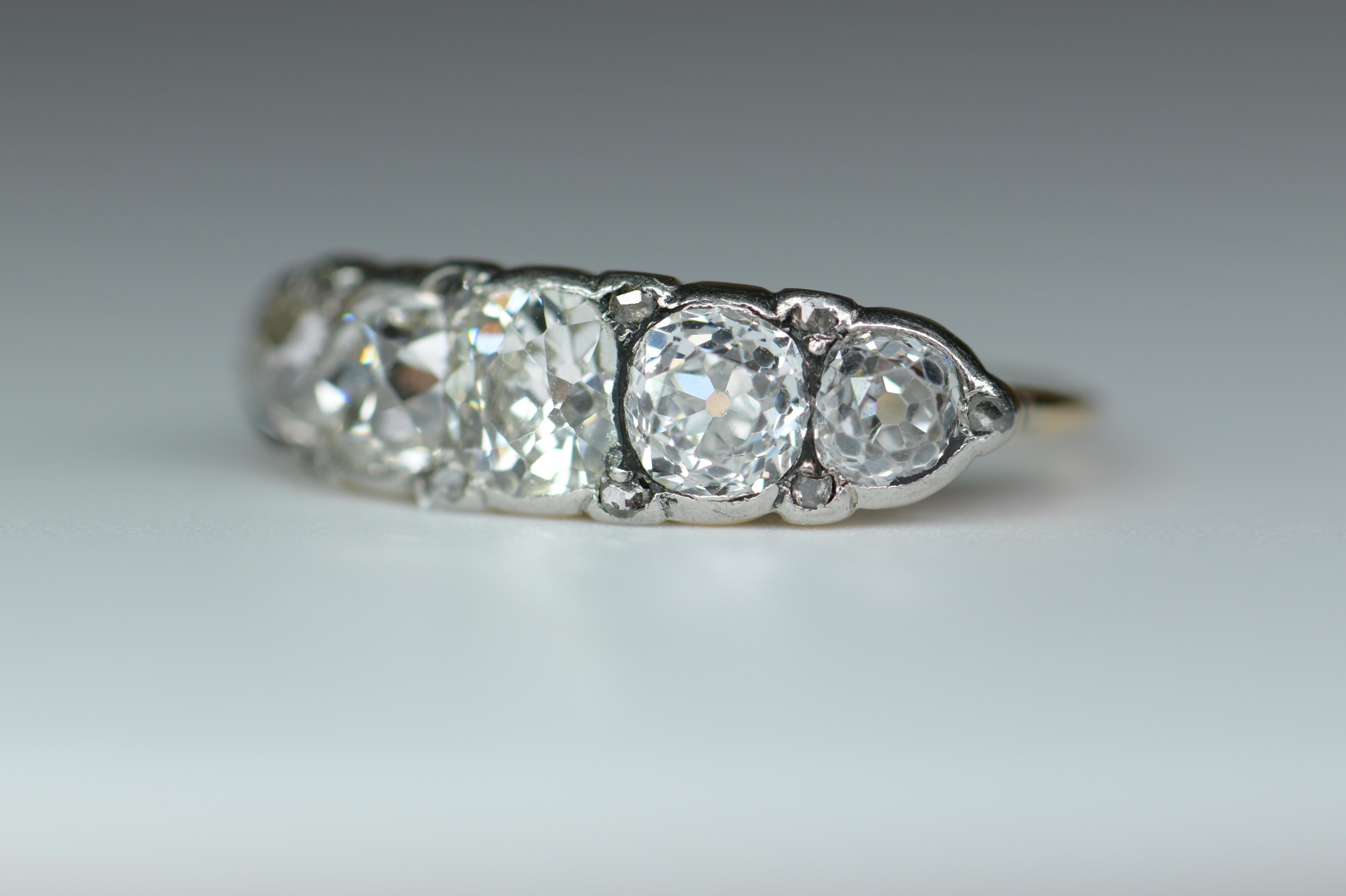 antique 5 stone diamond ring