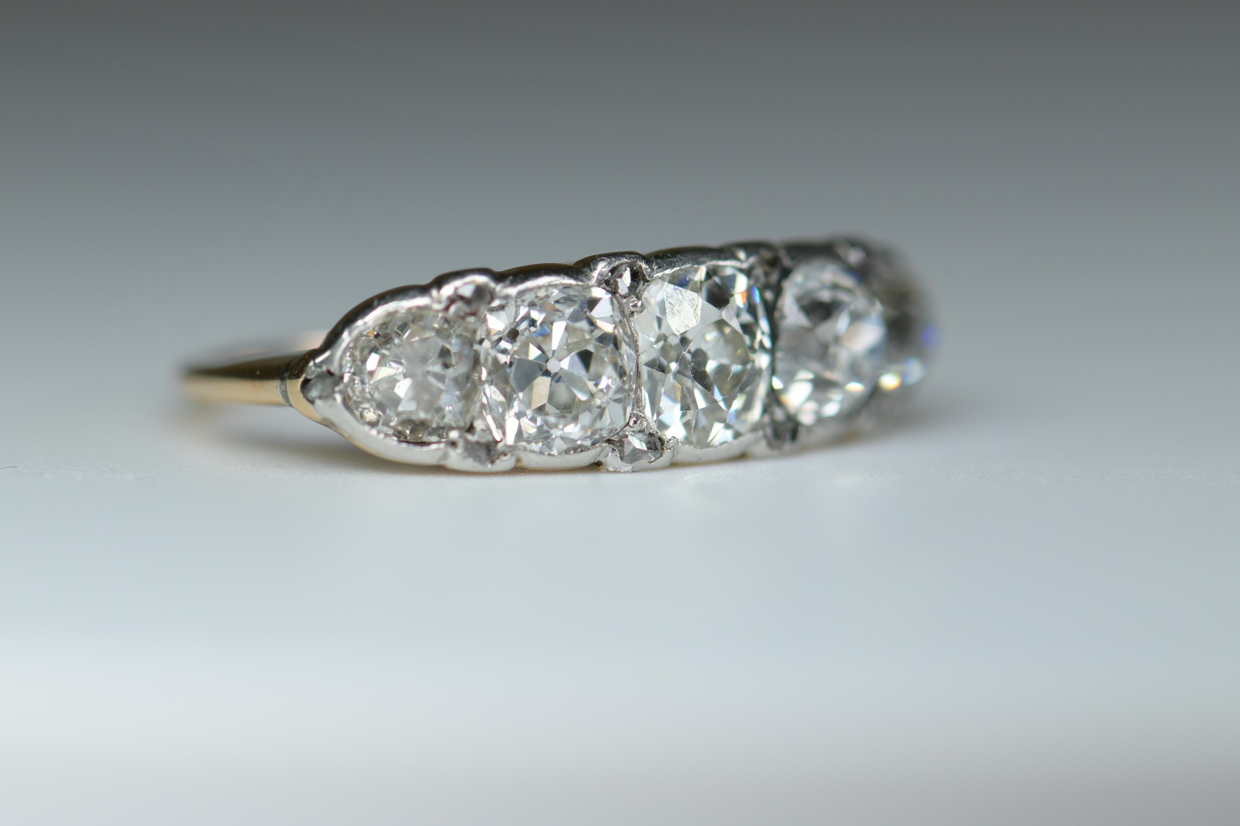 Early Victorian Classic Victorian Five-Stone Antique Diamond Ring