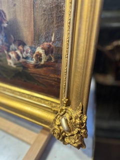 Classic Victorian Painting of English Spaniels by Zollikofer