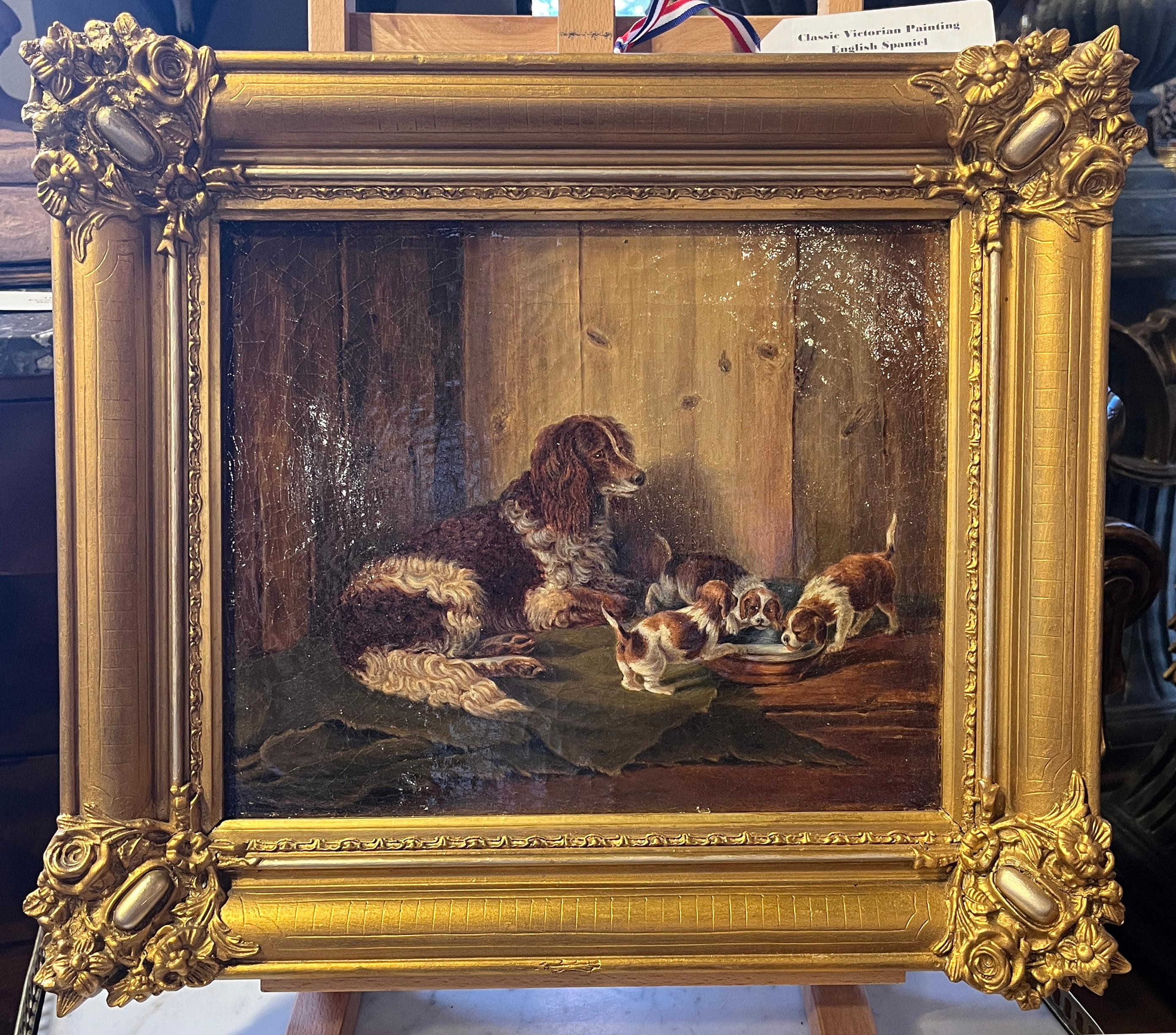 Classic Victorian Painting of English Spaniels by Zollikofer For Sale 2