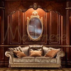 Classic Victorian Sofa in Walnut Wood and Patinated Gold Leaf
