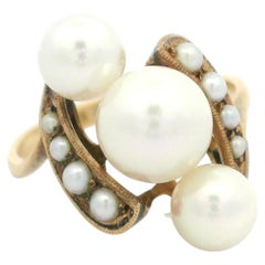 Classic Vintage 18k Yellow Gold Nice Luster Pearl Ring
