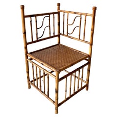 Classic Vintage Bamboo Corner Chair, British Colonial Dekor, Bohemian Seating