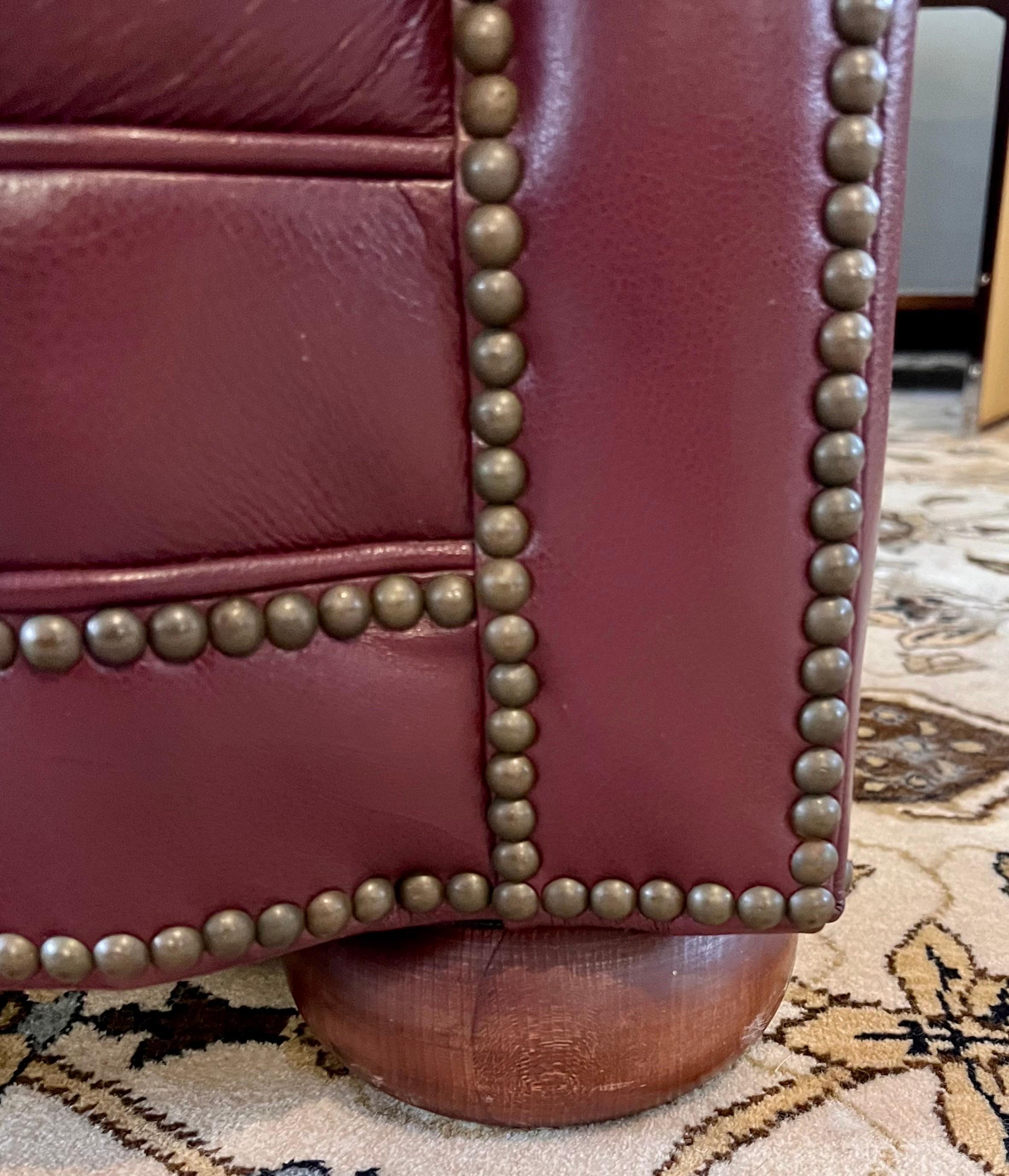 burgundy leather chesterfield sofa