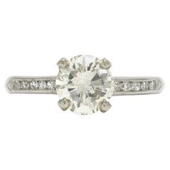 Classic Vintage Diamond Solitaire Engagement Ring 1.27 Carat Center Platinum
