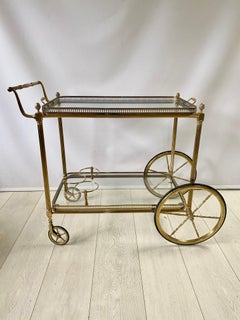 Classic Vintage French Brass Drinks Trolley Bar Cart
