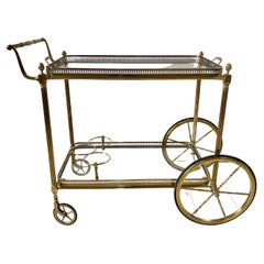 Classic Vintage French Brass Drinks Trolley Bar Cart