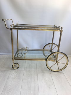 Classic Vintage French Brass Drinks Trolley or Bar Cart