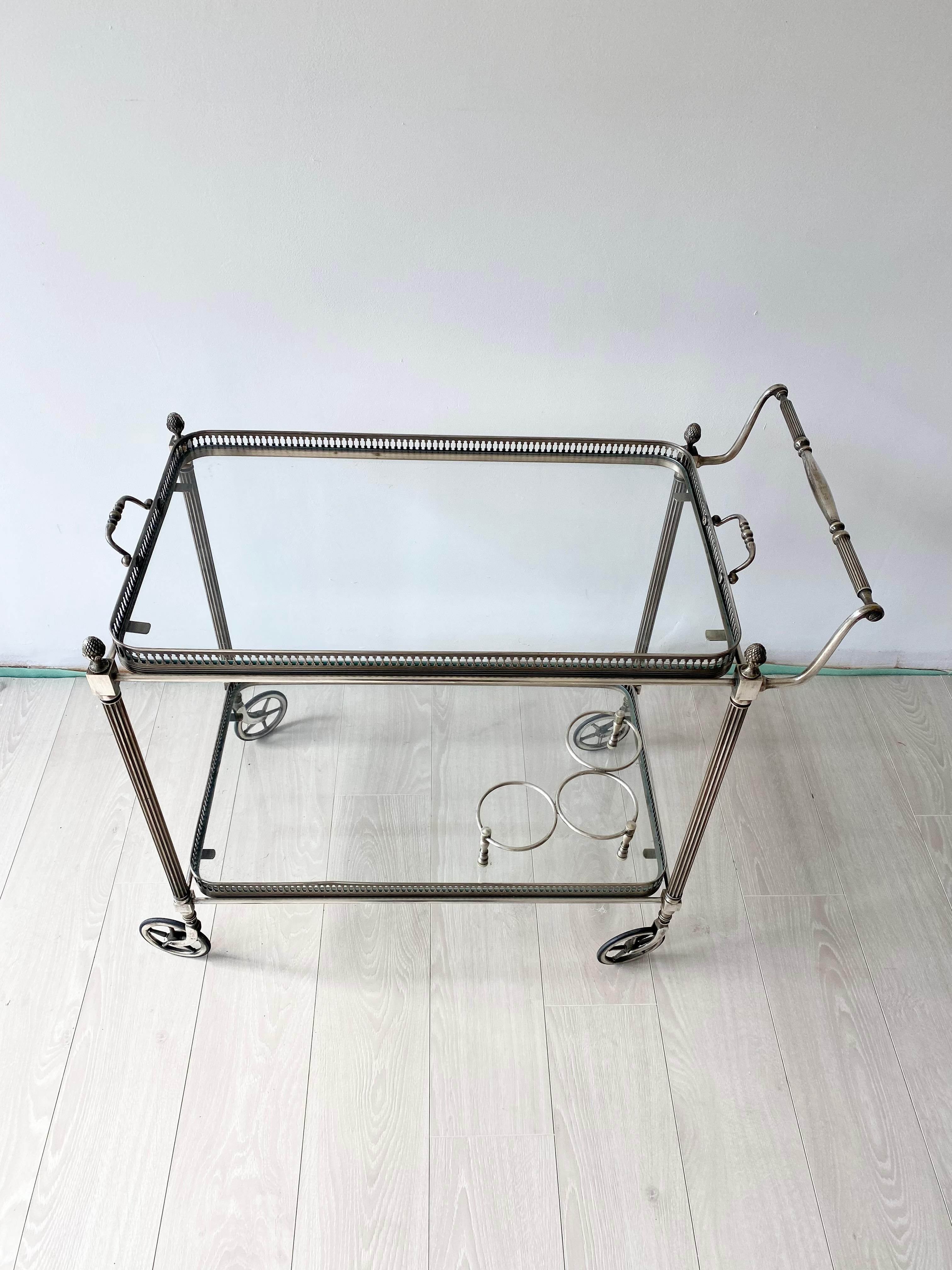 vintage silver bar cart