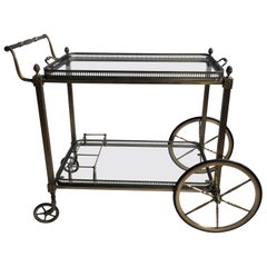 Classic Vintage French Silver Drinks Trolley/Bar Cart
