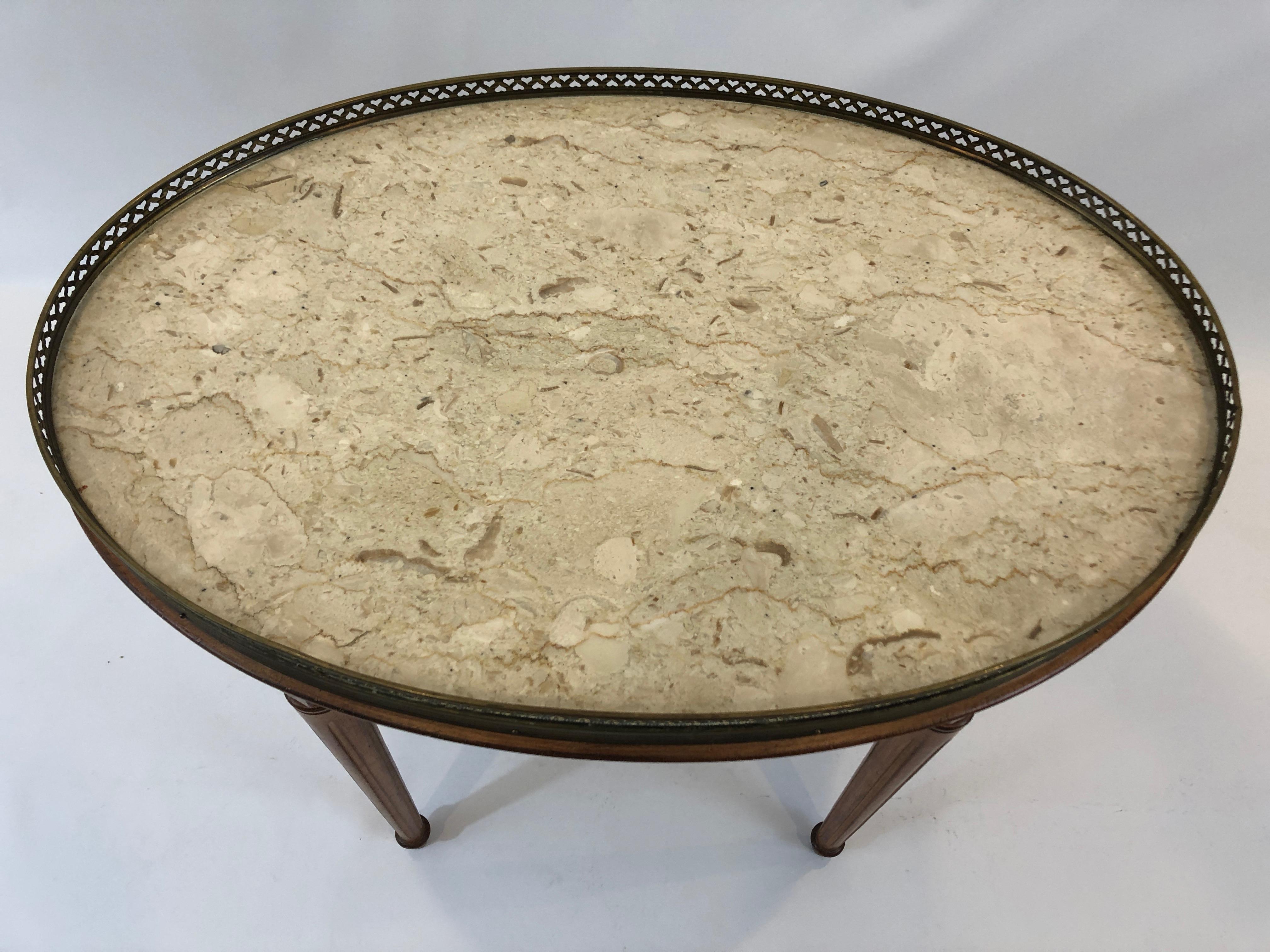 antique oval coffee table with marble top