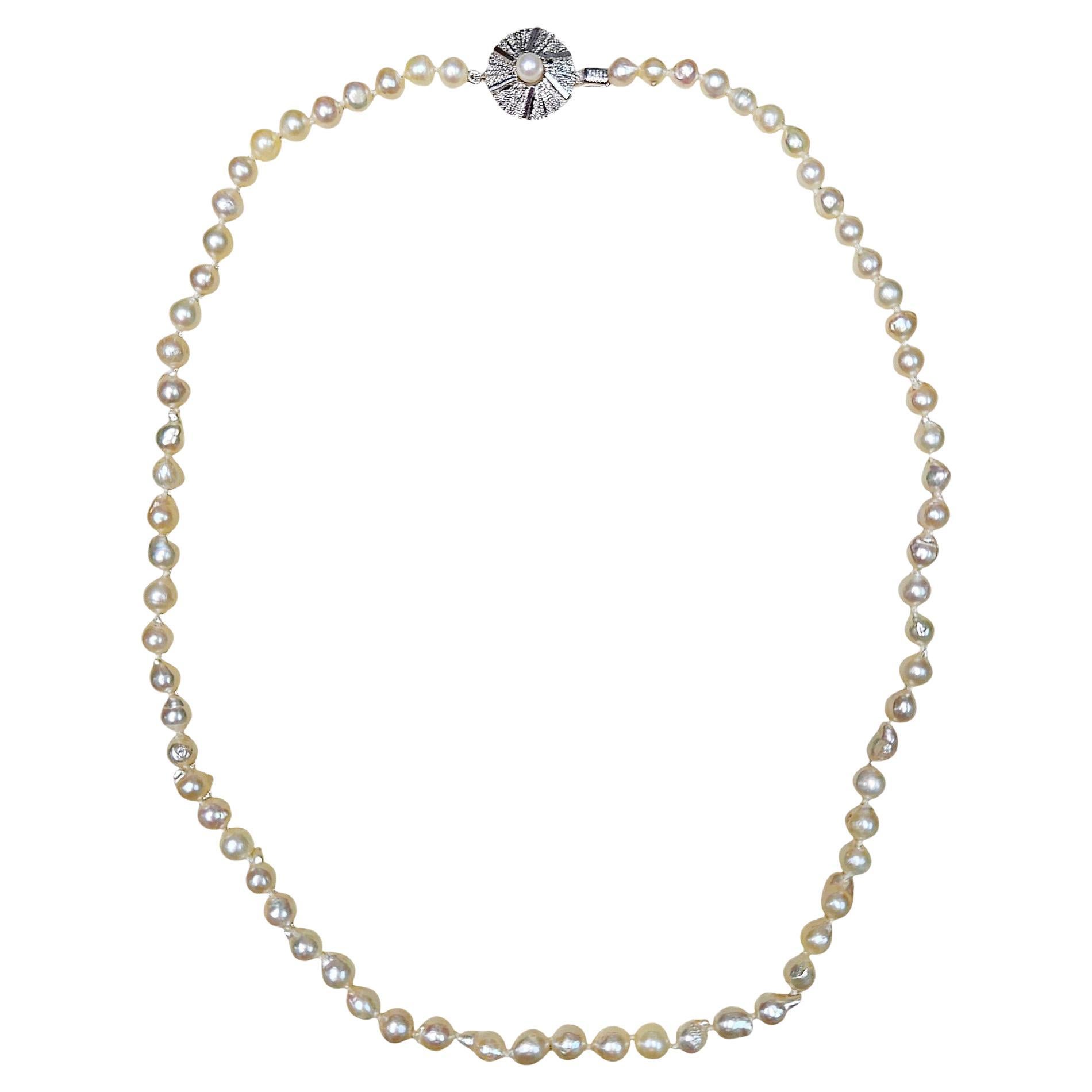 Classic Vintage GIA Japanese Akoya Cultured Baroque  PEARL 18.5" Strand NECKLACE