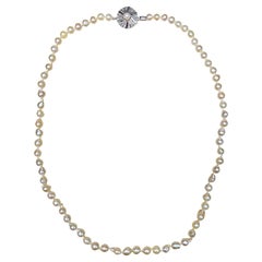 Classic Vintage GIA Japanese Akoya Cultured Baroque  PEARL 18.5" Strand NECKLACE