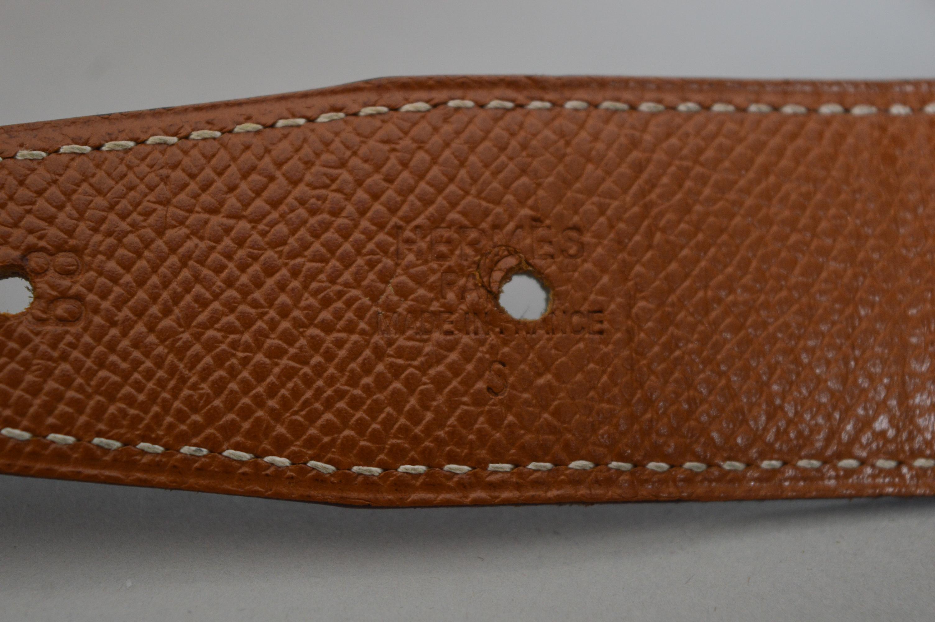 Classic Vintage HERMÈS Black Leather Gold H Buckle Waist belt For Sale 5
