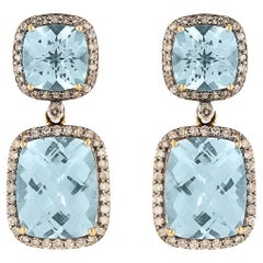 Boucles d'oreilles à double goutte classiques d'inspiration vintage en topaze bleue