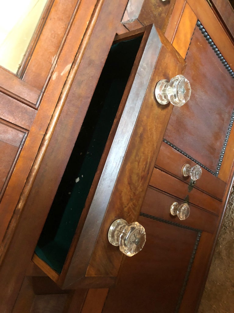 Classic Vintage Mahogany Corner with Original Glass Doors For