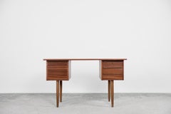 Classic Vintage Mid-Century Scandinavian Modern Teak Wood Desk with Drawers