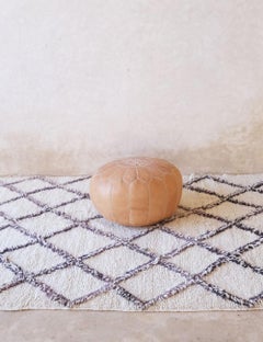 Classic Vintage Neutral Moroccan Beni Ourain Rug with Tribal Design