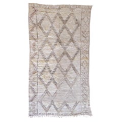 Classic Vintage Neutral Moroccan Beni Ourain Rug with Tribal Design