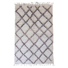 Classic Vintage Neutral Moroccan Beni Ourain Rug with Tribal Design