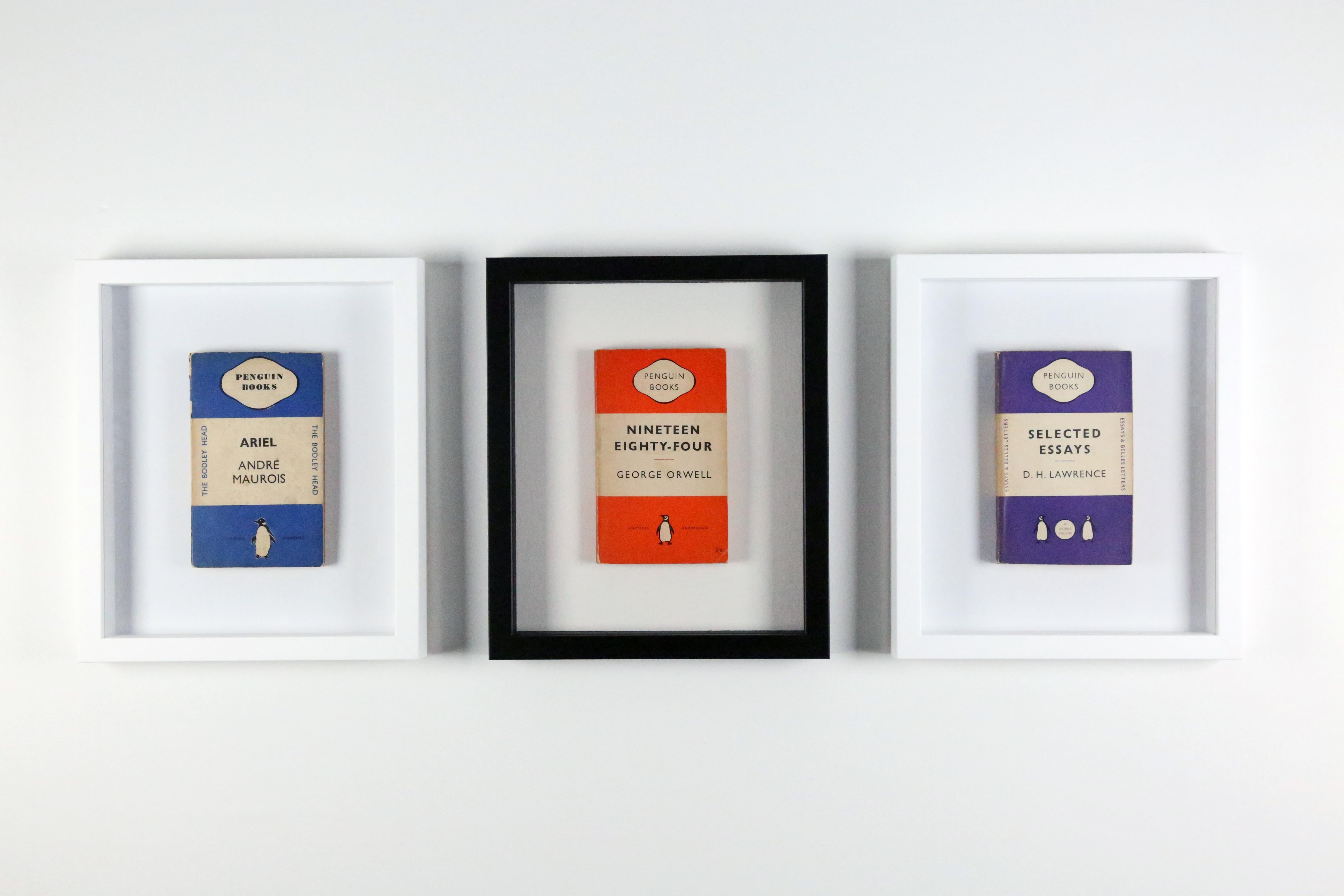 Classic Vintage Original Framed Penguin Books Set of 3 In Good Condition In Bath, Somerset