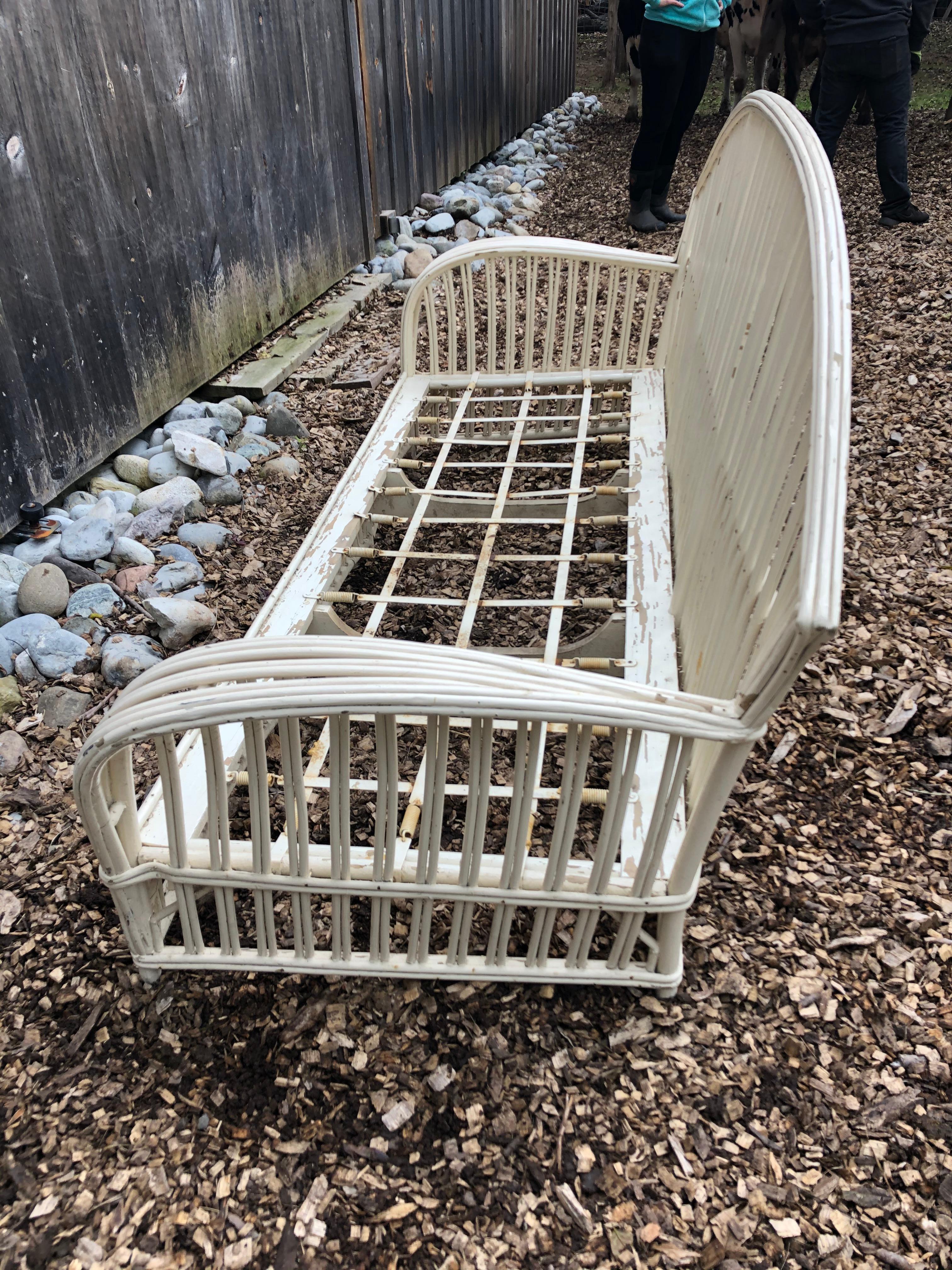 Classic Vintage Painted Rattan Sunroom Sofa 1