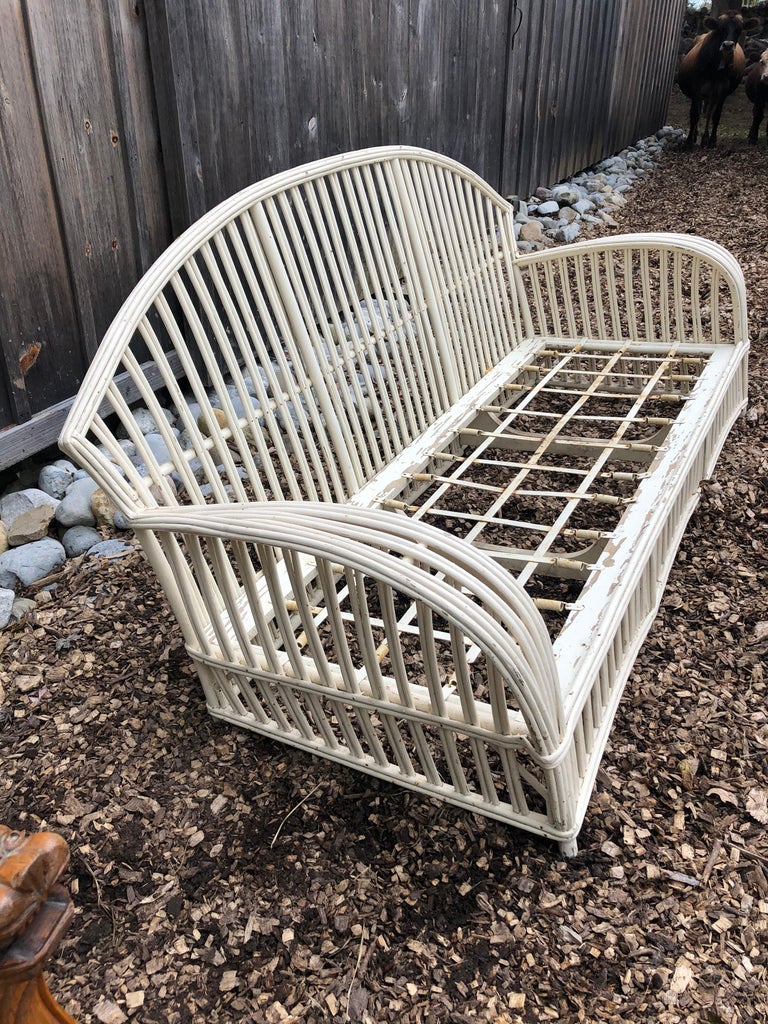 Classic Vintage Painted Rattan Sunroom Sofa at 1stDibs sunroom sofas