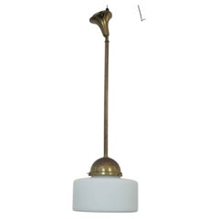 Classic vintage pendant lamp with glass and brass